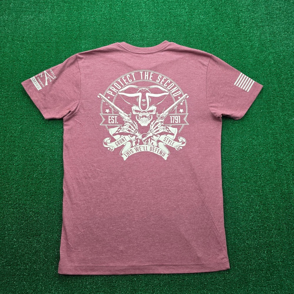 Grunt Style Tshirt Mens Medium Red Maroon Protect The Second Graphic Tee